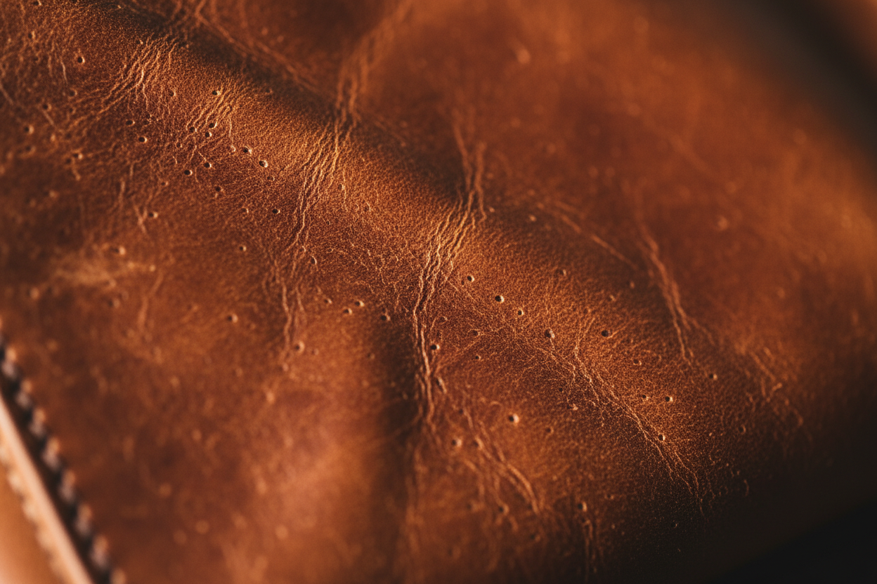 full grain leather shot highlighting quality 